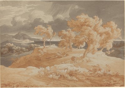 Italian Coastal Landscape with a Thunderstorm by Friedrich Preller the Elder